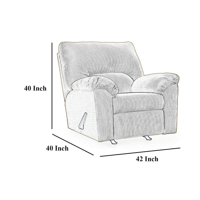 Rocker Recliner Chair with Pillow Top Arms, Dark Navy Blue Corduroy