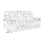 Dual Power Recliner Sofa, 89 Inch Gray Faux Leather