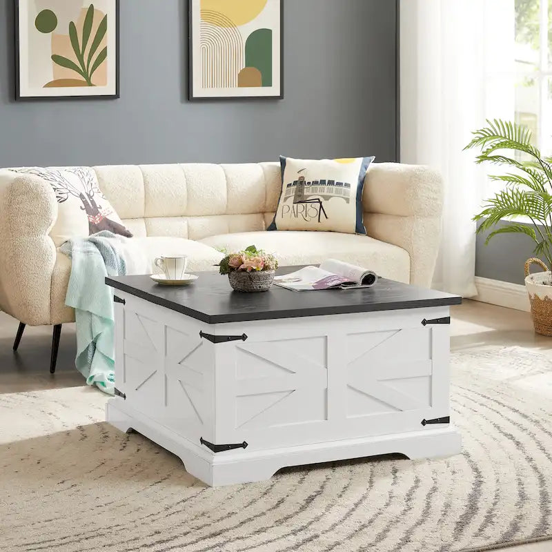 Square Coffee Table with Hidden Storage and Lift Top
