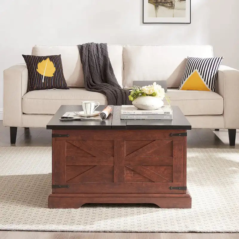 Square Coffee Table with Hidden Storage and Lift Top