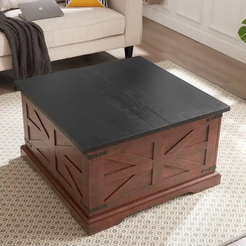 Square Coffee Table with Hidden Storage and Lift Top