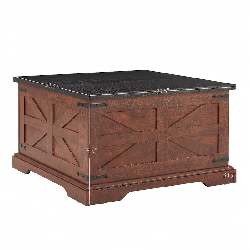 Square Coffee Table with Hidden Storage and Lift Top