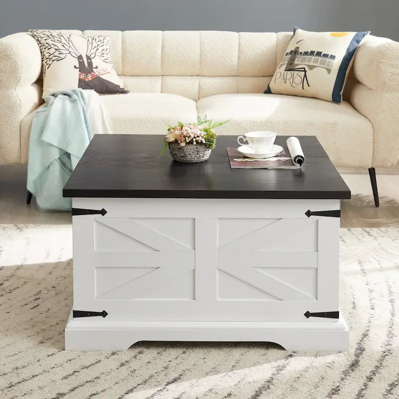 Square Coffee Table with Hidden Storage and Lift Top