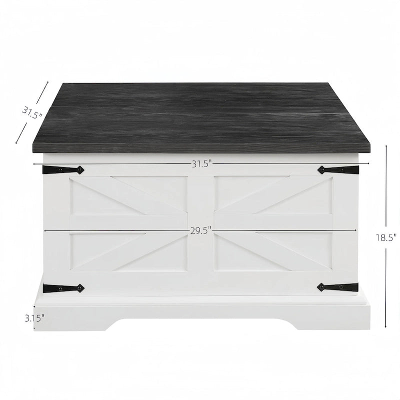 Square Coffee Table with Hidden Storage and Lift Top