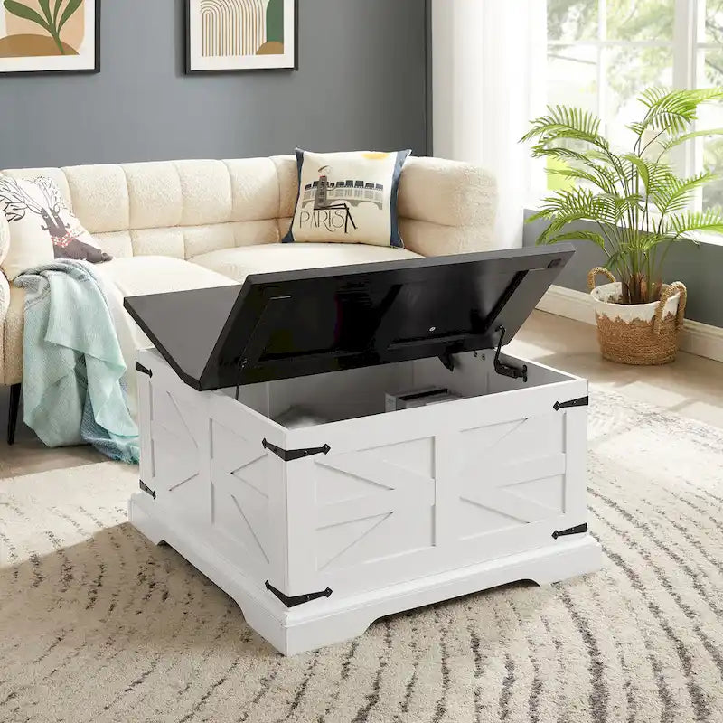 Square Coffee Table with Hidden Storage and Lift Top