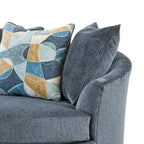 Oversized Round Swivel Accent Chair, 56 Inch, 360° Swivel, 3 Throw Pillows, Blue