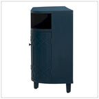 4-Door Storage Cabinet with Curved Sides and Wood Grain Finish