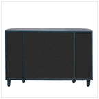 4-Door Storage Cabinet with Curved Sides and Wood Grain Finish