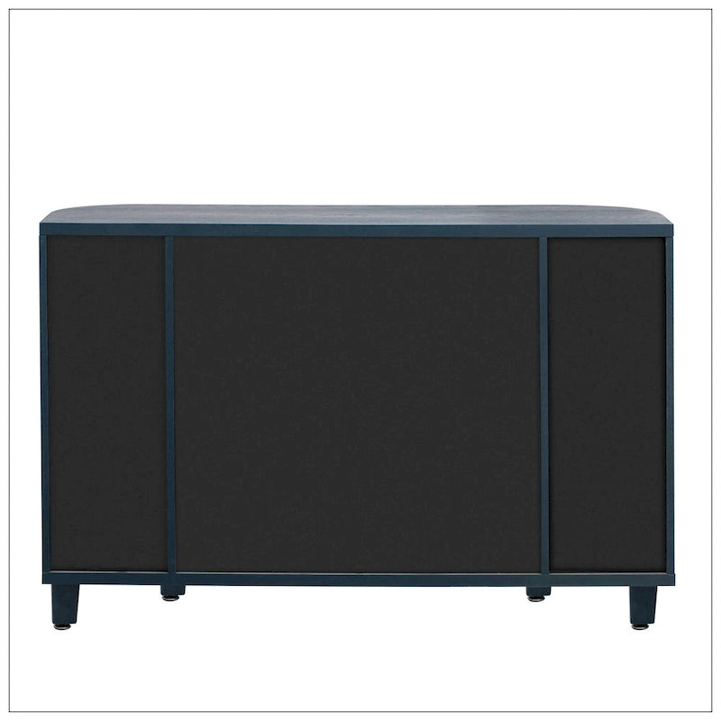 4-Door Storage Cabinet with Curved Sides and Wood Grain Finish