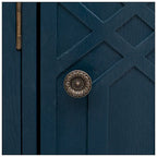 4-Door Storage Cabinet with Curved Sides and Wood Grain Finish
