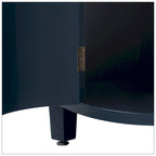 4-Door Storage Cabinet with Curved Sides and Wood Grain Finish