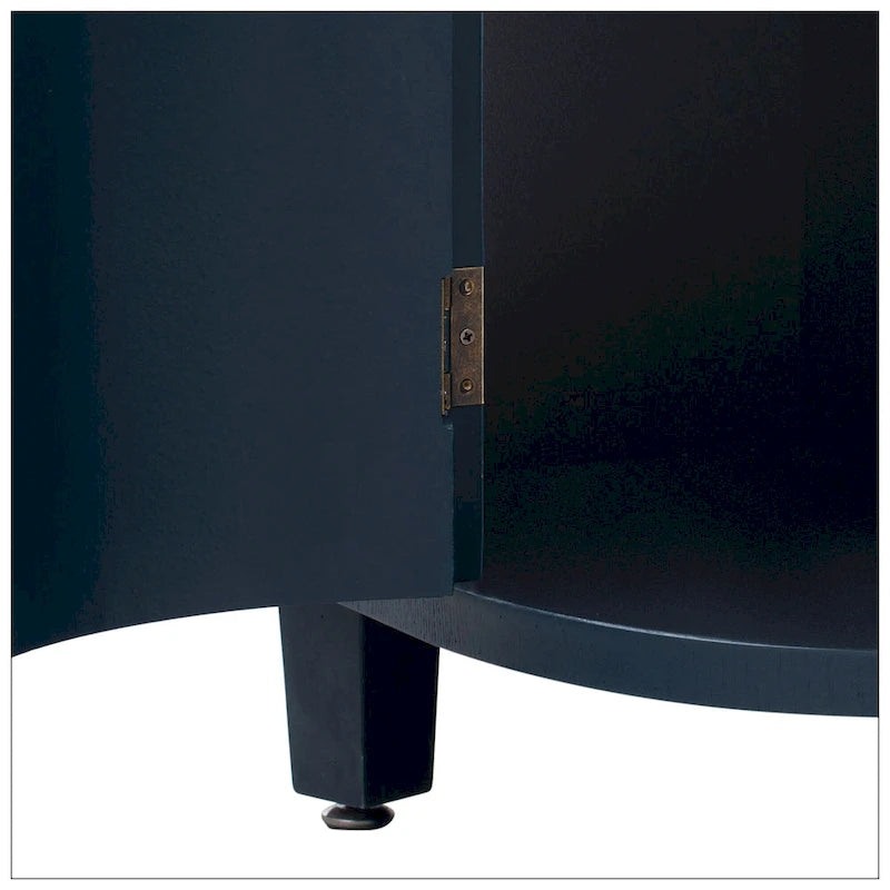 4-Door Storage Cabinet with Curved Sides and Wood Grain Finish