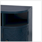 4-Door Storage Cabinet with Curved Sides and Wood Grain Finish