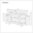 4-Door Storage Cabinet with Curved Sides and Wood Grain Finish