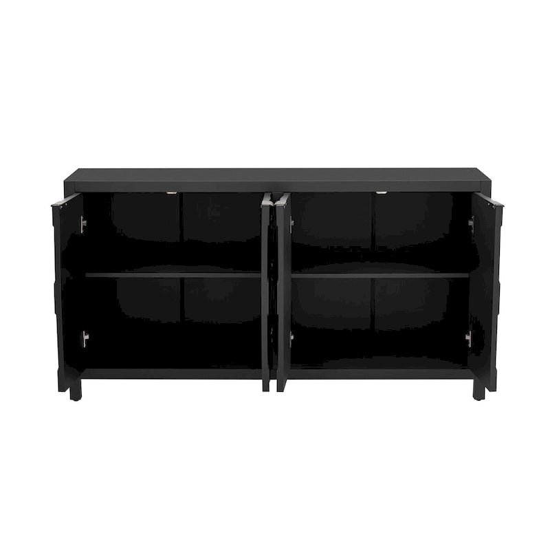 4-Door Sideboard with Honeycomb-Patterned Doors and Metal Handles