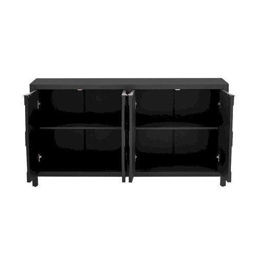 4-Door Sideboard with Honeycomb-Patterned Doors and Metal Handles