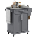 Rolling Kitchen Cart with Stainless Steel Countertop, Drawer, Towel Rack and Spice Rack
