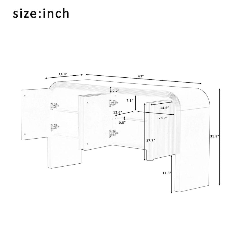 Aufbewahrungs-Sideboard mit 4 Türen und verstellbaren Einlegeböden