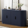 Storage Cabinet with 4 Vertical Striped Doors and Metal Handles