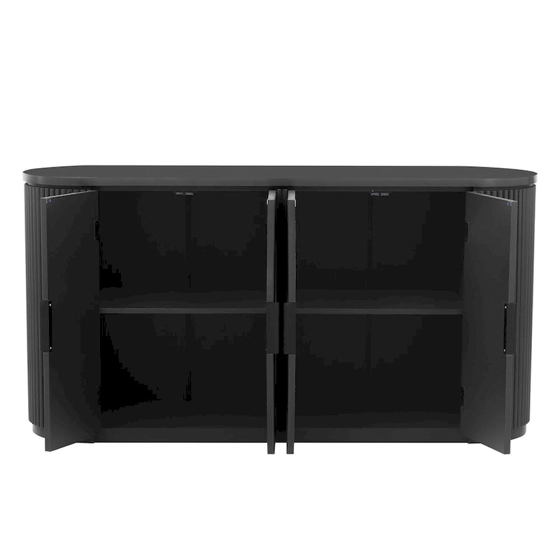 Storage Cabinet with 4 Vertical Striped Doors and Metal Handles
