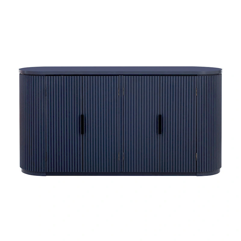 Storage Cabinet with 4 Vertical Striped Doors and Metal Handles
