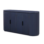 Storage Cabinet with 4 Vertical Striped Doors and Metal Handles