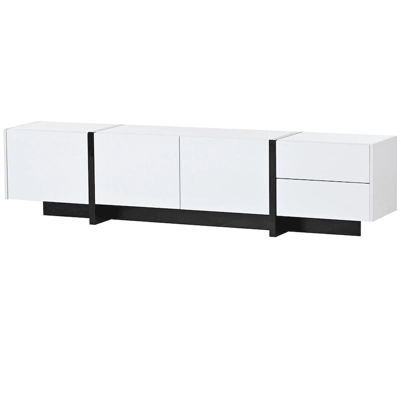 TV-meubel van 74.8" met hoogglansafwerking en opbergruimte voor tv's tot 80"