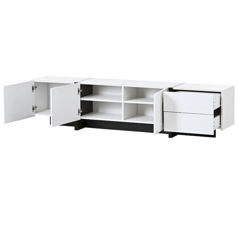 TV-meubel van 74.8" met hoogglansafwerking en opbergruimte voor tv's tot 80"
