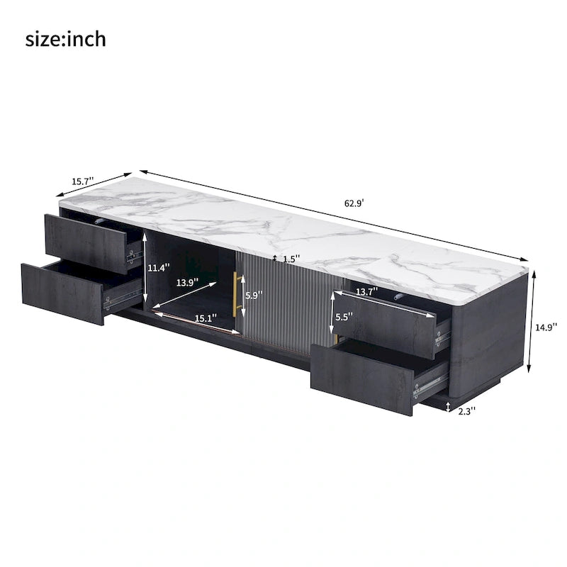 62.9" TV Stand with 4 Drawers and Large Storage Cabinet for TVs Up to 70"