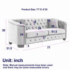 Graues samtbezogenes Chesterfield-Sofa für 3 Personen mit geknöpften Rückenlehnen und Nagelkopfverzierung