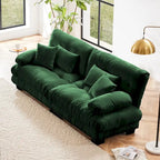 2-Seater Chenille Sofa with Lumbar and Throw Pillows