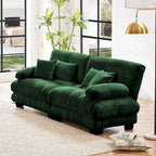 2-Seater Chenille Sofa with Lumbar and Throw Pillows