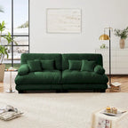 2-Seater Chenille Sofa with Lumbar and Throw Pillows