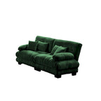 2-Seater Chenille Sofa with Lumbar and Throw Pillows