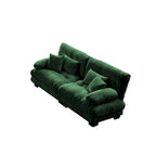 2-Seater Chenille Sofa with Lumbar and Throw Pillows