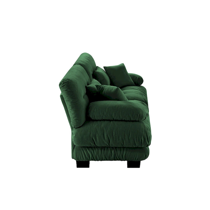 2-Seater Chenille Sofa with Lumbar and Throw Pillows