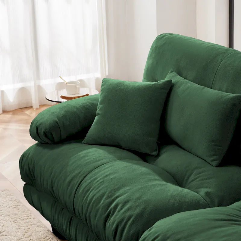 2-Seater Chenille Sofa with Lumbar and Throw Pillows
