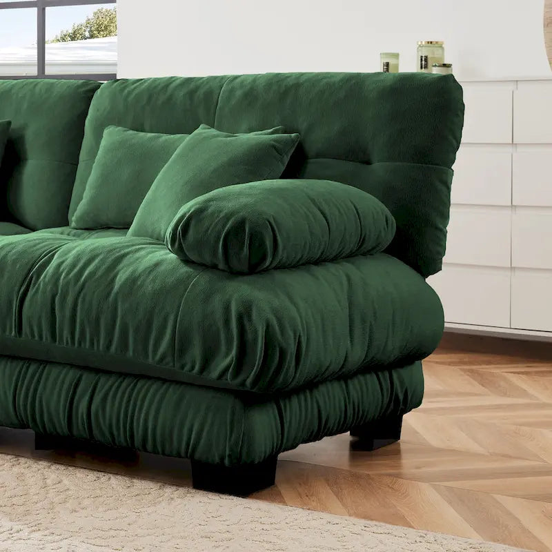 2-Seater Chenille Sofa with Lumbar and Throw Pillows