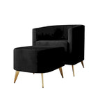 Modern Soft Velvet Upholstered Accent Chair with Ottoman
