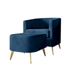 Modern Soft Velvet Upholstered Accent Chair with Ottoman