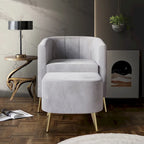 Modern Soft Velvet Upholstered Accent Chair with Ottoman