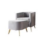 Modern Soft Velvet Upholstered Accent Chair with Ottoman