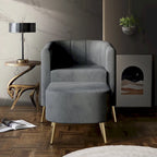 Modern Soft Velvet Upholstered Accent Chair with Ottoman