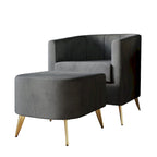 Modern Soft Velvet Upholstered Accent Chair with Ottoman