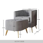 Modern Soft Velvet Upholstered Accent Chair with Ottoman