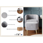 Modern Soft Velvet Upholstered Accent Chair with Ottoman