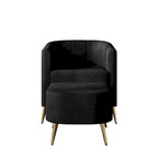 Modern Soft Velvet Upholstered Accent Chair with Ottoman