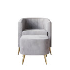 Modern Soft Velvet Upholstered Accent Chair with Ottoman
