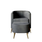 Modern Soft Velvet Upholstered Accent Chair with Ottoman