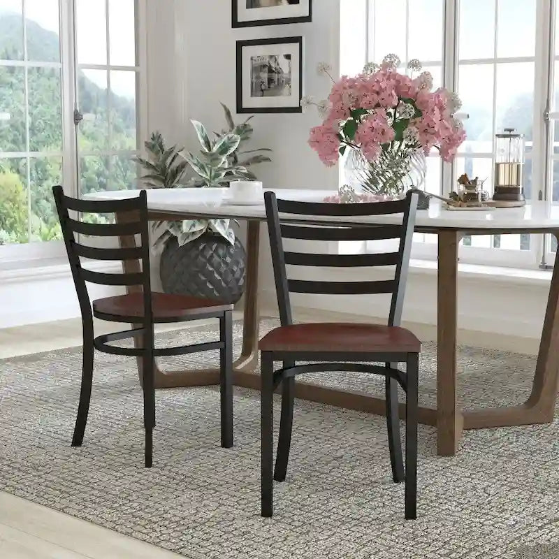 2-Pack Ladder Back Metal Dining Chair – 16.5"W x 17"D x 32.25"H